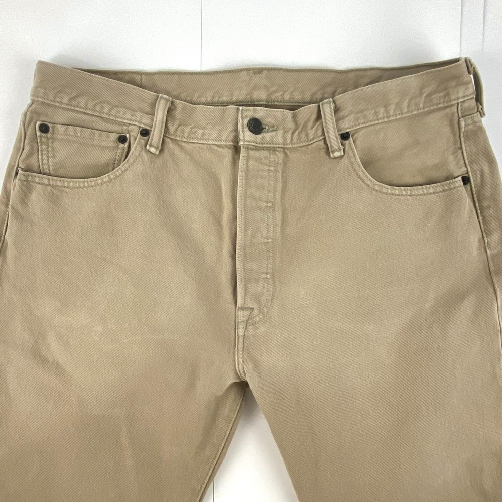 Levis 501 Jeans Mens 36x30 Khaki Denim Straight Leg Button Fly Pants Orig. Fit